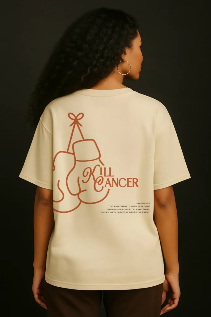 Back of the Exodus fight cancer t shirt, faith-forward apparel designed for strength and style