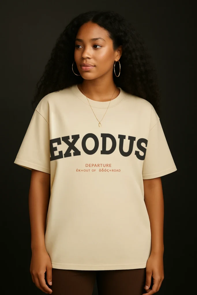 Front of the Exodus fight cancer t shirt, faith-forward apparel designed for strength and style